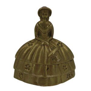 Antique Southern Belle Solid Brass Bell 3.5in Woman Lady Metal Vintage South USA